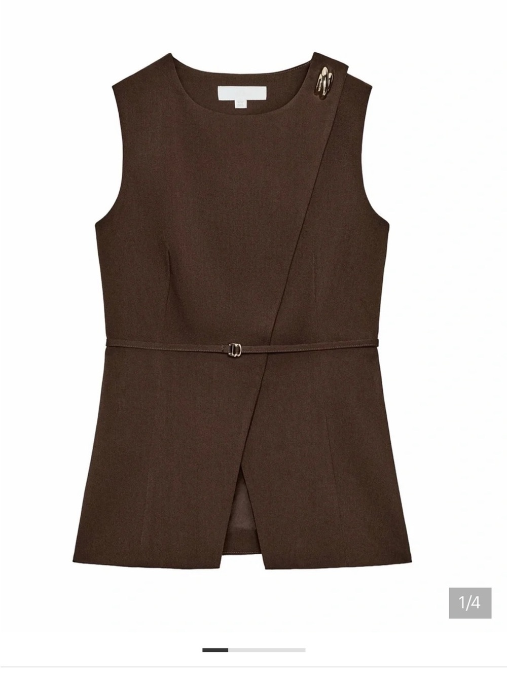 Zara Chocolate Brown Asymmetrical Belted top